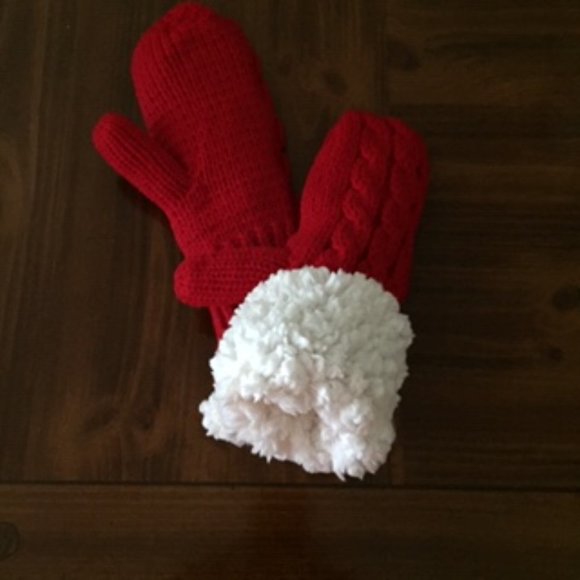 JUST COZY MITTENS.  ONE SIZE FITS.  COLOR:  RED - Picture 2 of 2